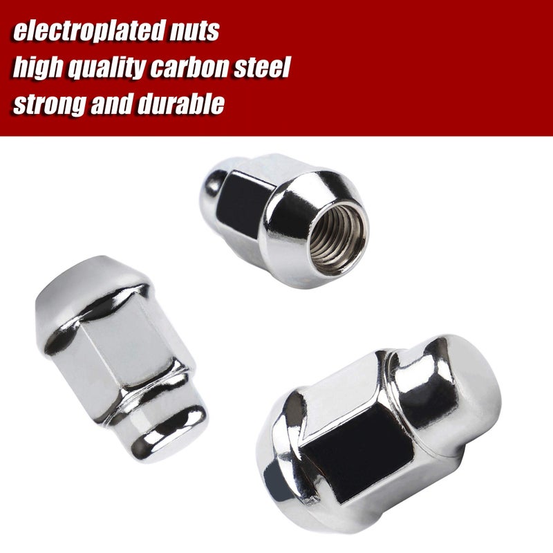 FLYCLE 12x1.5 Wheel Lug Nuts, 20PCS Chrome 12mmx1.5 Closed End Bulge Acorn Lug Nut, Cone Seat, 19mm Hex Aftermarket Wheels - Image 2